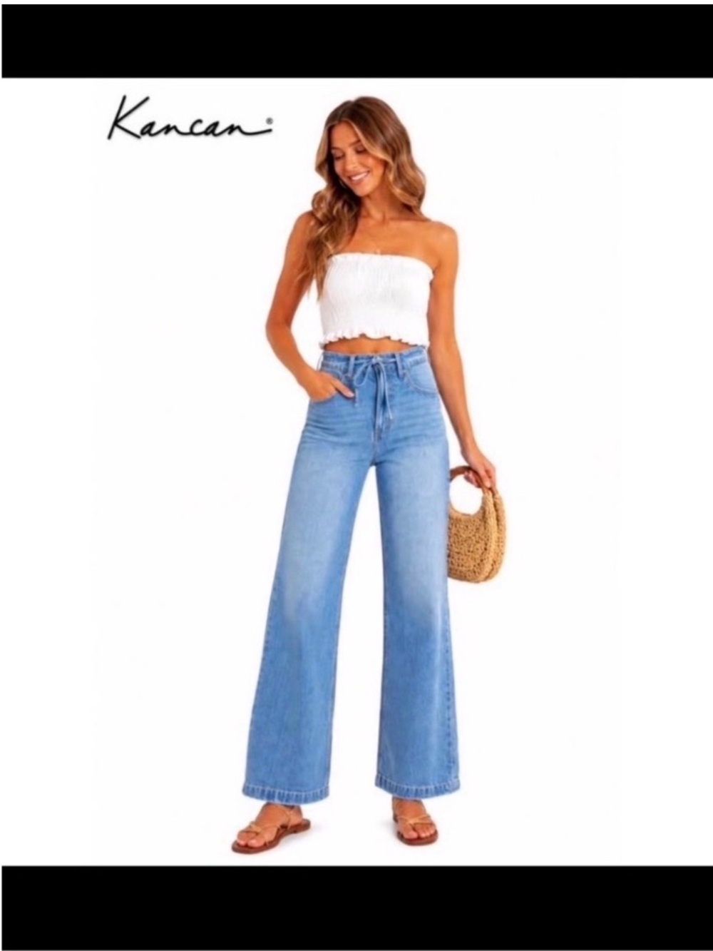 KANCAN 90’s Ultra High Rise Wide Leg Flare Jeans Size 31 New! - Picture 3 of 8